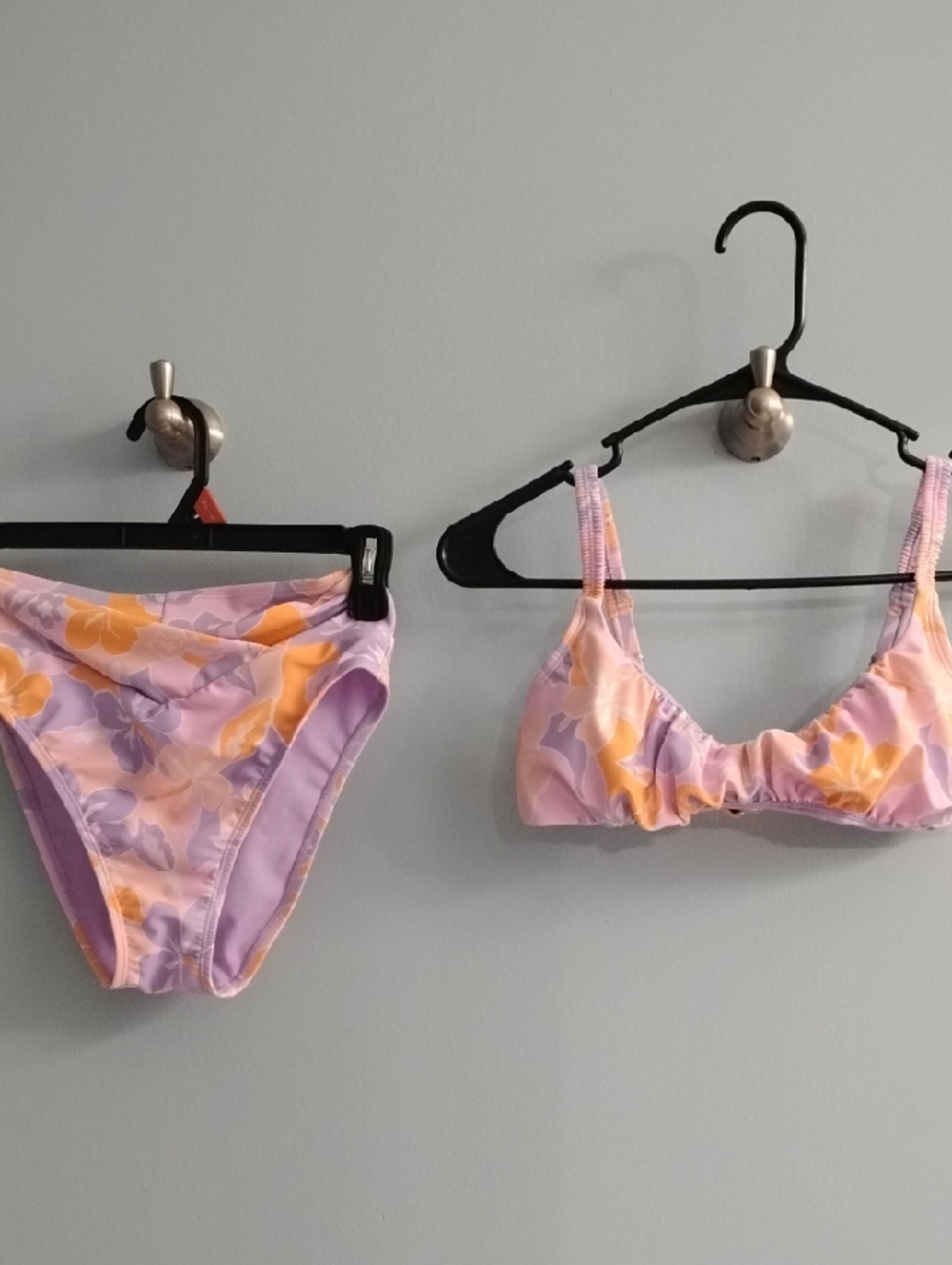 NWOT Ninety Nine  Lavender Swim Top And Bottom with Peach Accents